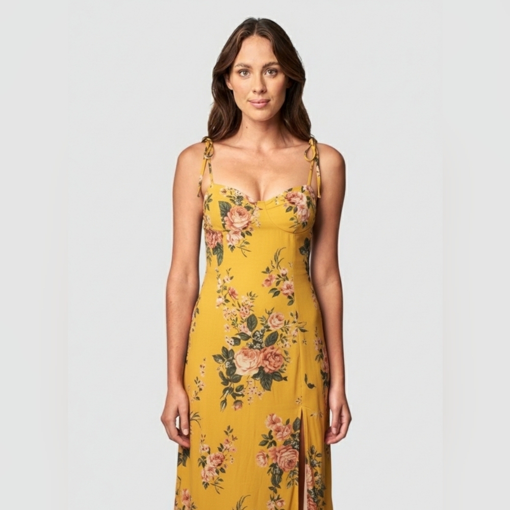 Reformation Yellow Floral Dress